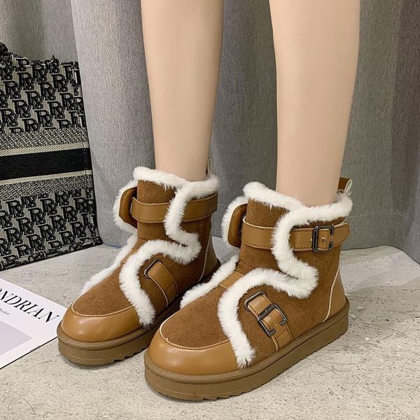 rimocy winter fur warm snow boots women metal buckle flat heels cotton padded shoes woman faux suede thick plush ankle botas, Black
rimocy winter fur warm snow boots women metal buckle flat heels cotton padded shoes woman faux suede thick plush ankle botas, Black