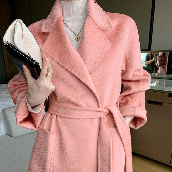 pure wool handmade double-sided water corrugated wool coat women's loose waistband lengthened knee length suit collar, Black
pure wool handmade double-sided water corrugated wool coat women's loose waistband lengthened knee length suit collar, Black