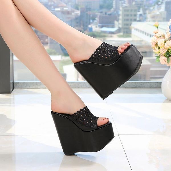 women's summer outside wear sandals platform 15cm super high heel thick-sole women platform sandals, Black
women's summer outside wear sandals platform 15cm super high heel thick-sole women platform sandals, Black