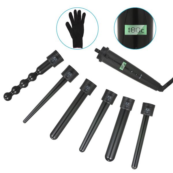 hair curling iron set 6 in 1 interchangeable wand set tourmaline ceremic aluminum bands with temperature display with heat-resistance glove
hair curling iron set 6 in 1 interchangeable wand set tourmaline ceremic aluminum bands with temperature display with heat-resistance glove