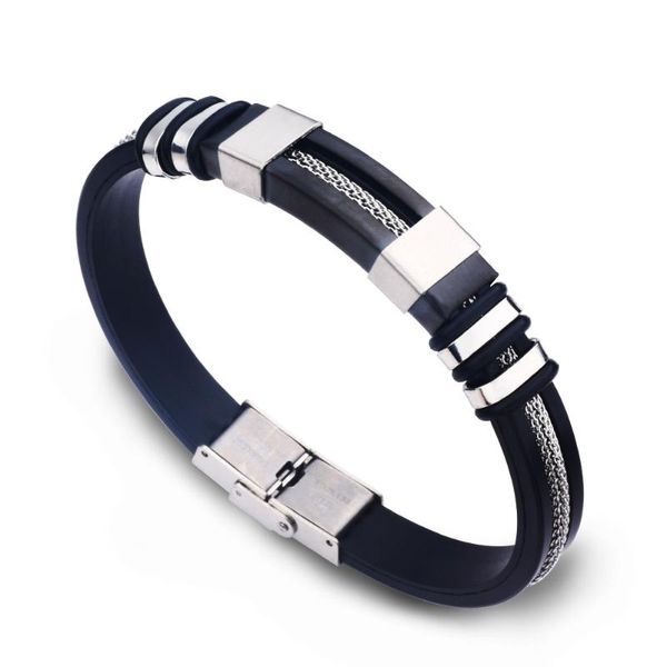 link, chain titanium stainless steel silicone mesh combination personality jewelry bracelet charm men's fashion gift classic to send f, Black
link, chain titanium stainless steel silicone mesh combination personality jewelry bracelet charm men's fashion gift classic to send f, Black