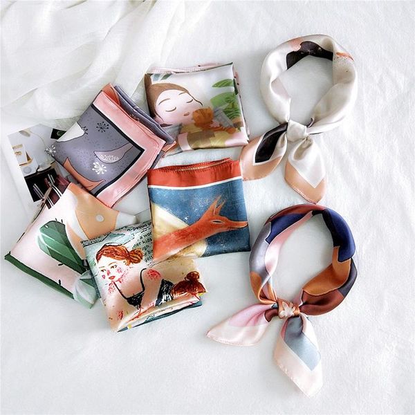 53*53cm Digital Printing Women Scarf Silk Satin Hair Scarf Head Neck Silk Bandana Neckerchief Square Scarves Hair Tie Band, Blue;gray
53*53cm Digital Printing Women Scarf Silk Satin Hair Scarf Head Neck Silk Bandana Neckerchief Square Scarves Hair Tie Band, Blue;gray