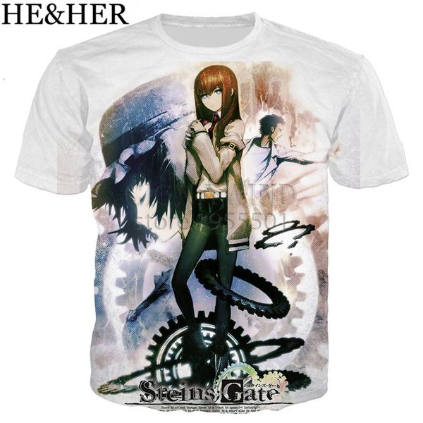 new arrive popular cool anime steins;gate 0 kawaii 3d print shirts kawaii hentai funny men clothing