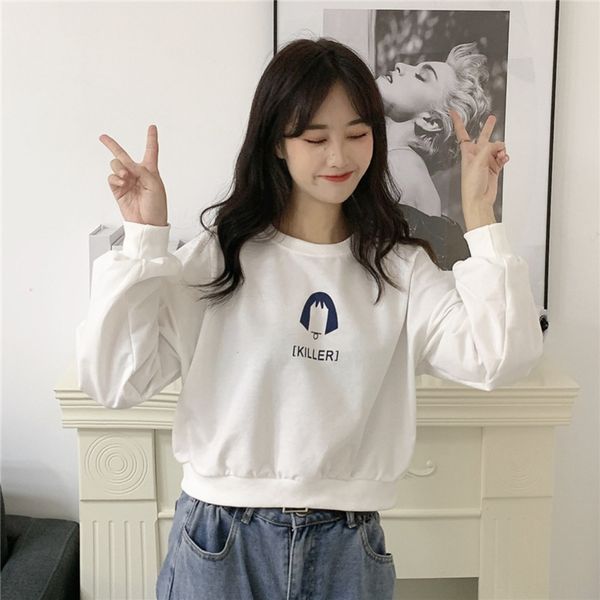 early autumn 2020 korean short women cartoon printed sweater sweater crew neck thin casual loose large women's fashion uosas, Black
early autumn 2020 korean short women cartoon printed sweater sweater crew neck thin casual loose large women's fashion uosas, Black