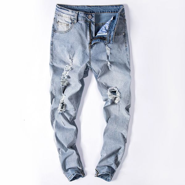 kanye west street men's knee pierced jeans zipper stretch slim leggings fashion, Blue
kanye west street men's knee pierced jeans zipper stretch slim leggings fashion, Blue