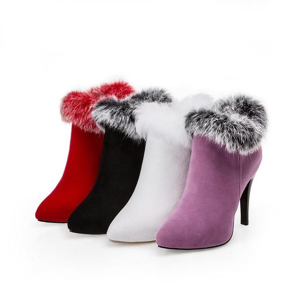 winter 2020 new plush short boots large size high heel suede pointed fashion wild women's boots, Black
winter 2020 new plush short boots large size high heel suede pointed fashion wild women's boots, Black