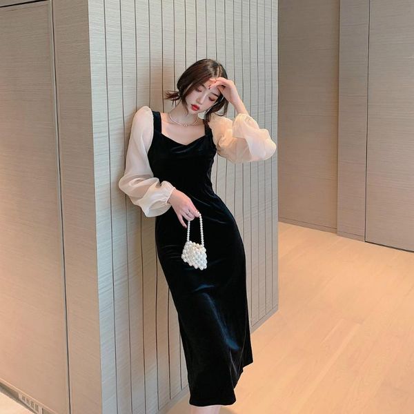 coigarsam french style patchwork women dress spring vintage full puff sleeve high waist dresses black 1988, Black;gray
coigarsam french style patchwork women dress spring vintage full puff sleeve high waist dresses black 1988, Black;gray