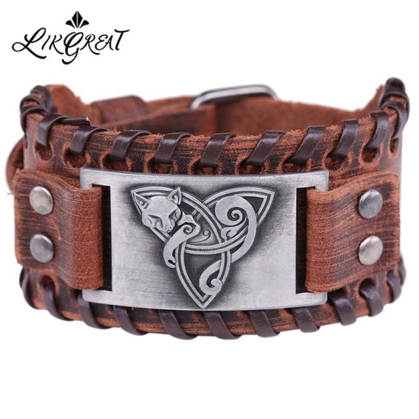 likgreat viking jewelry leather bracelet triquetra fenrir animal teen wolf faith blessing cuff bracelets snap button, Golden;silver
likgreat viking jewelry leather bracelet triquetra fenrir animal teen wolf faith blessing cuff bracelets snap button, Golden;silver