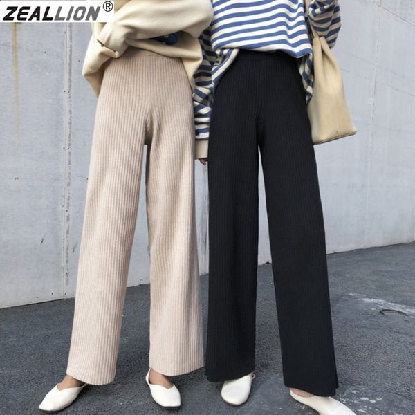 korean women trousers autumn winter knitted wide leg pants elastic high waist female casual loose pant y200114, Black;white
korean women trousers autumn winter knitted wide leg pants elastic high waist female casual loose pant y200114, Black;white