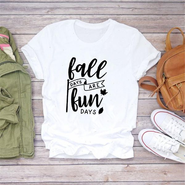 women lady t shirt fall days are fun days letter print tshirt ladies tee shirt women female clothes graphic t shirt, White
women lady t shirt fall days are fun days letter print tshirt ladies tee shirt women female clothes graphic t shirt, White