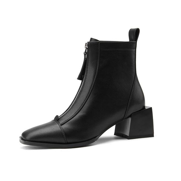 lucyever genuine leather zipper ankle boots for women autumn winter ladies square toe thick high heels botas mujer black white
lucyever genuine leather zipper ankle boots for women autumn winter ladies square toe thick high heels botas mujer black white