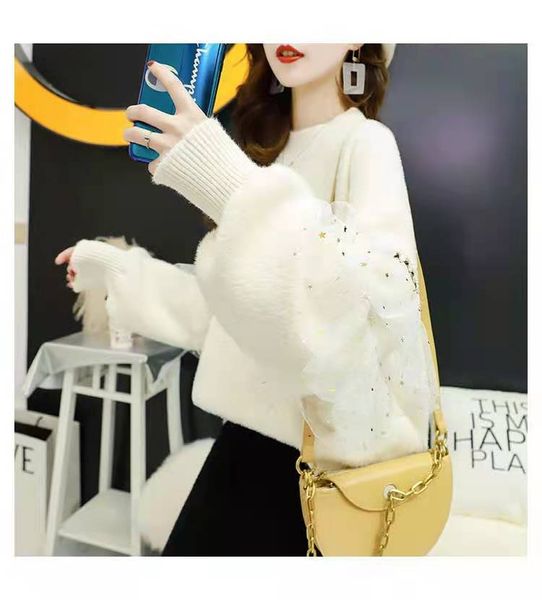 imitation sable sweater women's korean version of loose lace cuff pullover 2020 autumn/winter new small fresh bottom, Black
imitation sable sweater women's korean version of loose lace cuff pullover 2020 autumn/winter new small fresh bottom, Black