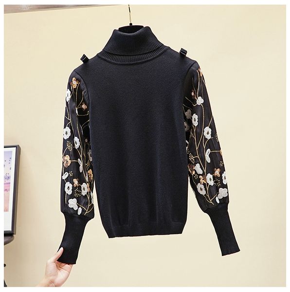 2021 new turtleneck women luxury embroidery sequin pullover chic bowtie knitted sweater pull femme black yipc, White;black
2021 new turtleneck women luxury embroidery sequin pullover chic bowtie knitted sweater pull femme black yipc, White;black