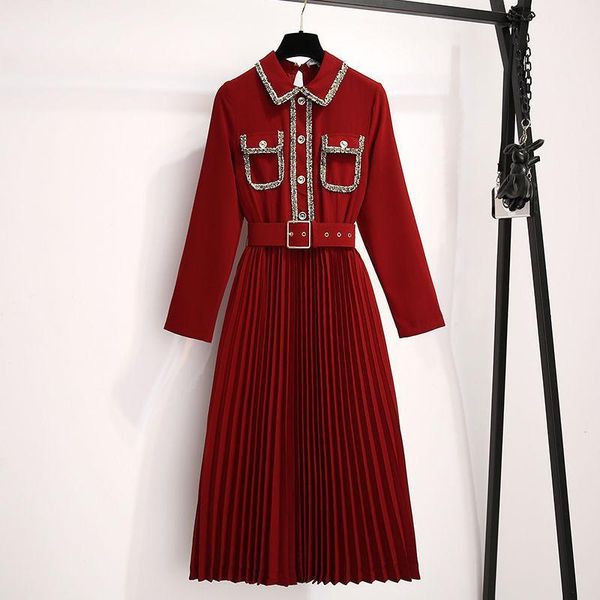 women 2020 spring autumn elegant long sleeve pleated dress female casual solid color pockets vetidos ladies loose dresses m861, Black;gray
women 2020 spring autumn elegant long sleeve pleated dress female casual solid color pockets vetidos ladies loose dresses m861, Black;gray