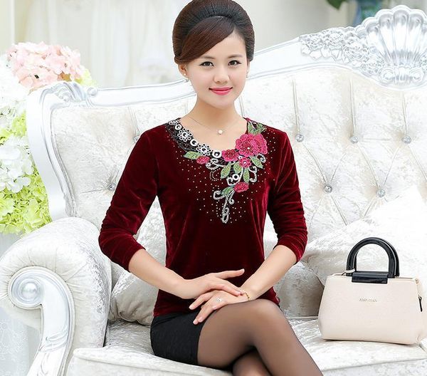 new long-sleeved bottoming women's shirts big t-shirt gold-embroidered shirt 643u, White
new long-sleeved bottoming women's shirts big t-shirt gold-embroidered shirt 643u, White