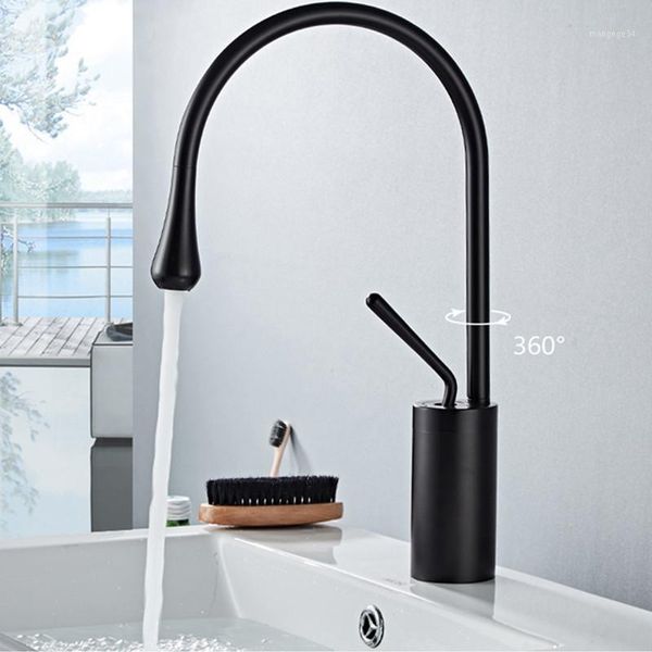 liuyue basin faucets brass black tall/low single handle basin drop shape faucet bathroom large curved faucet cold mixer taps1