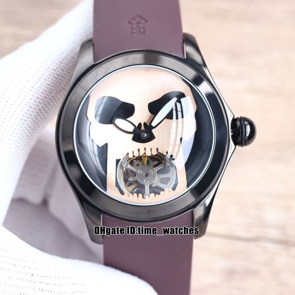 46mm bubble l016/03268 automatic mechanical mens watch pvd black steel case skull tourbillon sports watches brown rubber strap 9 colors, Slivery;brown
46mm bubble l016/03268 automatic mechanical mens watch pvd black steel case skull tourbillon sports watches brown rubber strap 9 colors, Slivery;brown