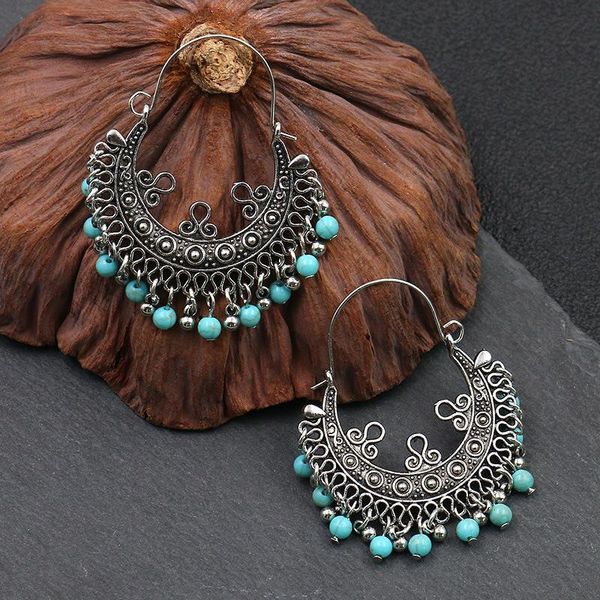 bohemian ethnic alloy geometric hollow dangle jhumka earrings for women blue stone beads tassel earing jewelry kolczyki, Silver
bohemian ethnic alloy geometric hollow dangle jhumka earrings for women blue stone beads tassel earing jewelry kolczyki, Silver