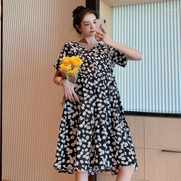 summer short-sleeved pregnant women dress cross v-neck drawstring high waist ruffles patchwork fashion floral maternity dresses1, White
summer short-sleeved pregnant women dress cross v-neck drawstring high waist ruffles patchwork fashion floral maternity dresses1, White