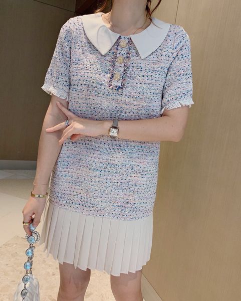 2020 new designer ladies tweed blend dress short sleeve mid length pleated dress l, Red;yellow
2020 new designer ladies tweed blend dress short sleeve mid length pleated dress l, Red;yellow