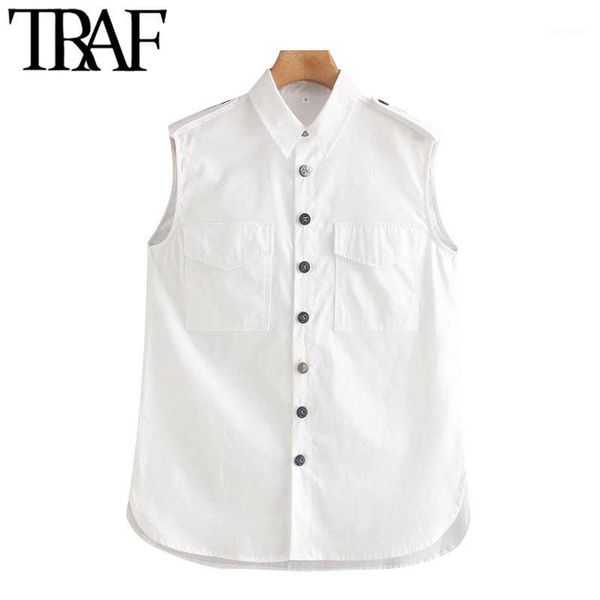traf women fashion with pockets button-up blouses vintage lapel collar sleeveless female shirts chic 1, White
traf women fashion with pockets button-up blouses vintage lapel collar sleeveless female shirts chic 1, White