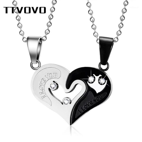 pendant necklacesvovo 2pcs/lots love heart couple necklace for women men "i you" stainless steel cz puzzle matching lover jewelry1, Silver
pendant necklacesvovo 2pcs/lots love heart couple necklace for women men "i you" stainless steel cz puzzle matching lover jewelry1, Silver