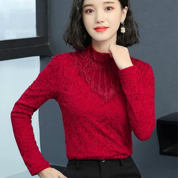 2019 elegant feminine high neck lace bottom blouse & shirt women long sleeve warm shirt plus size 4xl, White
2019 elegant feminine high neck lace bottom blouse & shirt women long sleeve warm shirt plus size 4xl, White