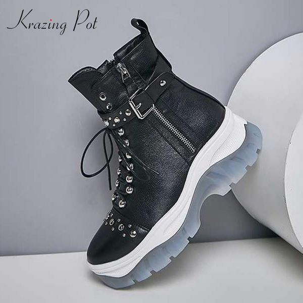 krazing pot winter full grain leather metal rivets thick bottom high heels round toe luxury cozy preppy style mid-calf boots l47, Black
krazing pot winter full grain leather metal rivets thick bottom high heels round toe luxury cozy preppy style mid-calf boots l47, Black