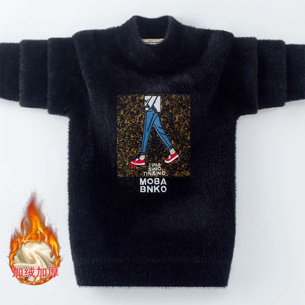 round boys' neck mink like autumn pullover and winter cashmere thickened children's sweater, Blue
round boys' neck mink like autumn pullover and winter cashmere thickened children's sweater, Blue