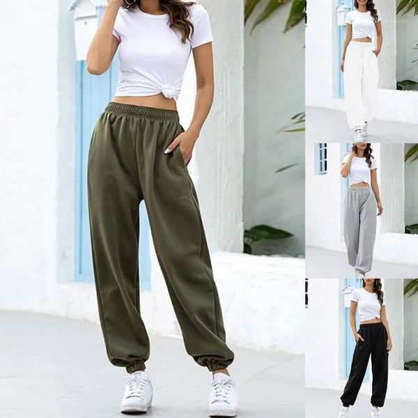 women pockets high waist ankle tied thick long sweatpants sports pants trousers1, Black;white
women pockets high waist ankle tied thick long sweatpants sports pants trousers1, Black;white