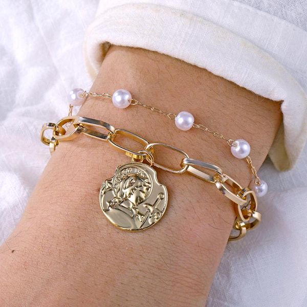 iparam vintage alloy layered thick chain bracelet bohemian pearl coin charm bracelet women fashion pendant jewelry 2020, Black
iparam vintage alloy layered thick chain bracelet bohemian pearl coin charm bracelet women fashion pendant jewelry 2020, Black