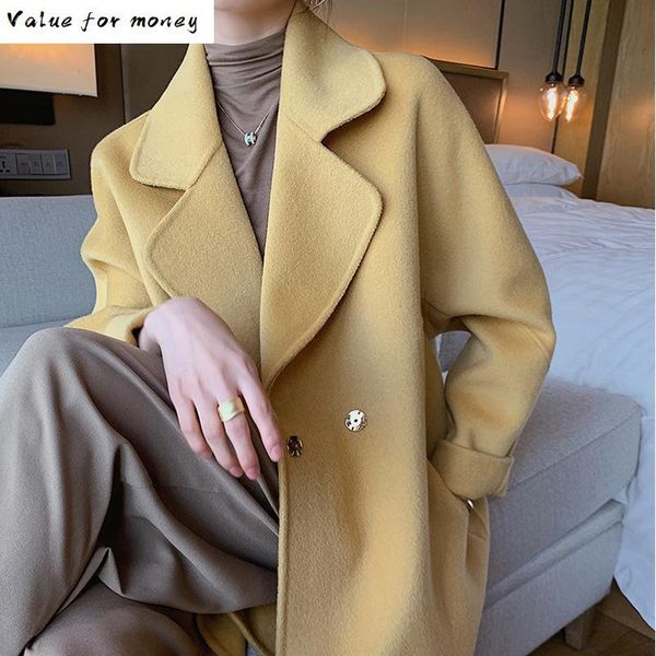 edition han of 2020 autumn winters double-sided woollen coat female in long thin woollen cloth coat type cocoon loose, Black
edition han of 2020 autumn winters double-sided woollen coat female in long thin woollen cloth coat type cocoon loose, Black