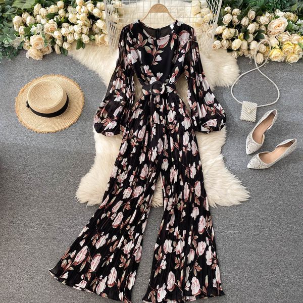 2021 new chiffon floral printing women's neck lantern the fall jumpsuit long overalls 05qp, Black;white
2021 new chiffon floral printing women's neck lantern the fall jumpsuit long overalls 05qp, Black;white