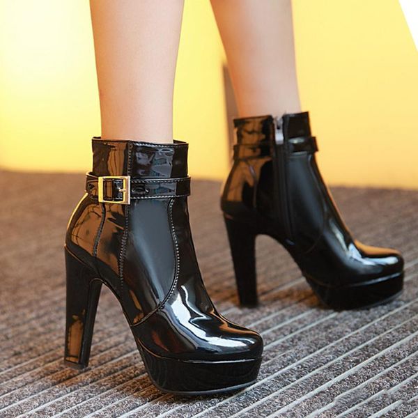 winter platform short ankle boots for women waterproof zipiper punk chunky squre high heel short booties shoes, Black
winter platform short ankle boots for women waterproof zipiper punk chunky squre high heel short booties shoes, Black