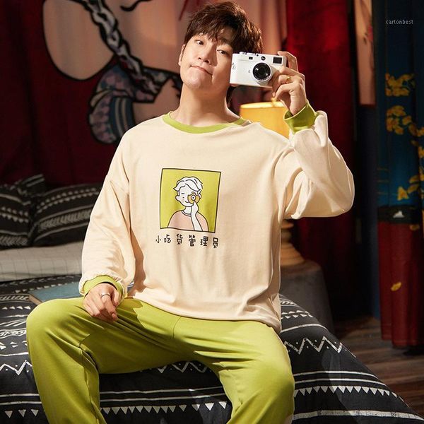 men's sleepwear spring and autumn long-sleeved men pyjama set cotton pajamas loose sports leisure round neck pullover home clothes1, Black;brown
men's sleepwear spring and autumn long-sleeved men pyjama set cotton pajamas loose sports leisure round neck pullover home clothes1, Black;brown