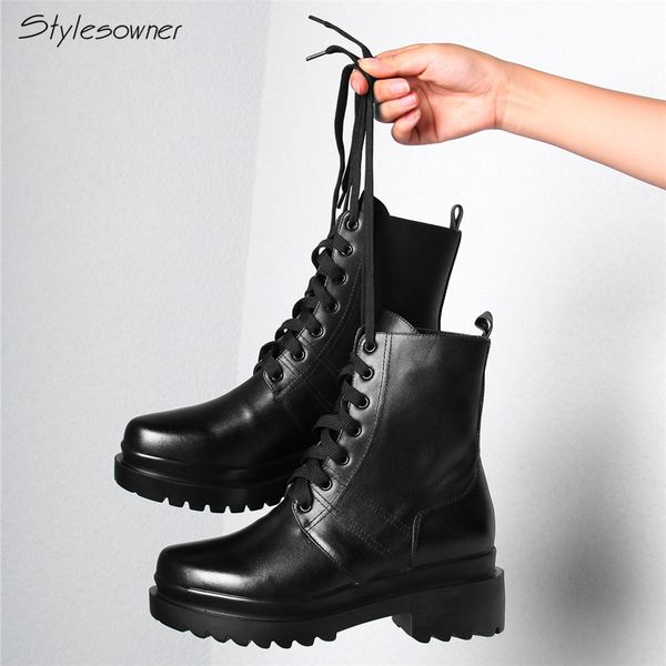 platform lace up casual boots corss tied real leather ankle boots fashion lady pink boots thick sole heel short, Black
platform lace up casual boots corss tied real leather ankle boots fashion lady pink boots thick sole heel short, Black