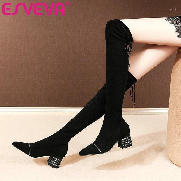 boots esveva 2021 zipper square high heel flock+pu crystal over the knee platform pointed toe women shoes size 34-411, Black
boots esveva 2021 zipper square high heel flock+pu crystal over the knee platform pointed toe women shoes size 34-411, Black