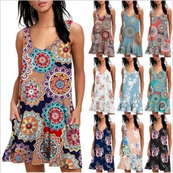 spring / summer 2020 new v-neck print sleeveless vest pocket dress casual knee length skirt, White
spring / summer 2020 new v-neck print sleeveless vest pocket dress casual knee length skirt, White