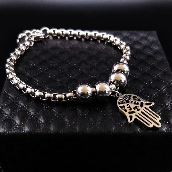 link, chain hamsa hand silver color stainless steel bracelet women bead bracelets bangles jewelry mano de fatima pulseras mujer moda bb1208a, Black
link, chain hamsa hand silver color stainless steel bracelet women bead bracelets bangles jewelry mano de fatima pulseras mujer moda bb1208a, Black