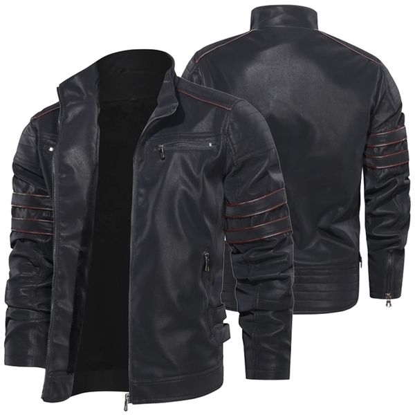 new men's pu leather jacket plus velvet warm zipper coat male windproof motorcycle jacket coats man leather biker outwear 201124, Black;brown
new men's pu leather jacket plus velvet warm zipper coat male windproof motorcycle jacket coats man leather biker outwear 201124, Black;brown