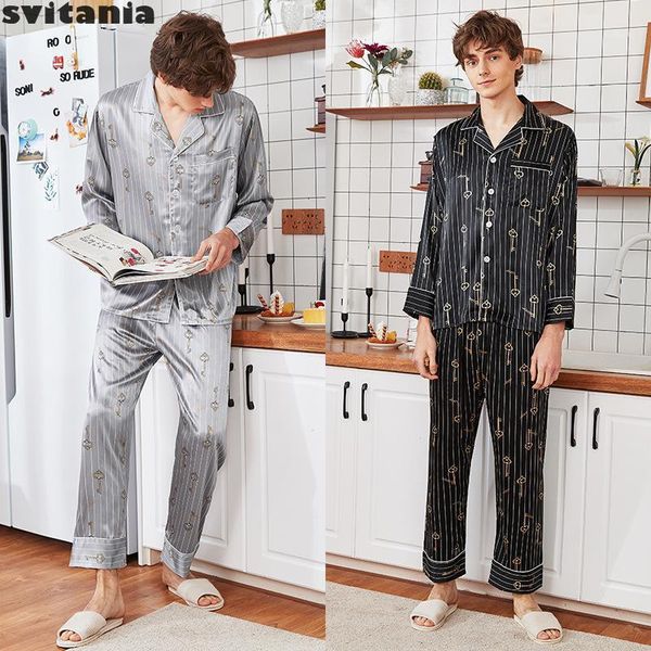 svitania silk pajamas men's spring and summer long sleeve sleepwear set pick style1, Black;brown
svitania silk pajamas men's spring and summer long sleeve sleepwear set pick style1, Black;brown