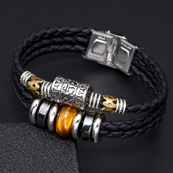 men bracelets genuine leather turquoise tiger eye natural stone stainless steel buckle wristband jewelry family gift, Black
men bracelets genuine leather turquoise tiger eye natural stone stainless steel buckle wristband jewelry family gift, Black