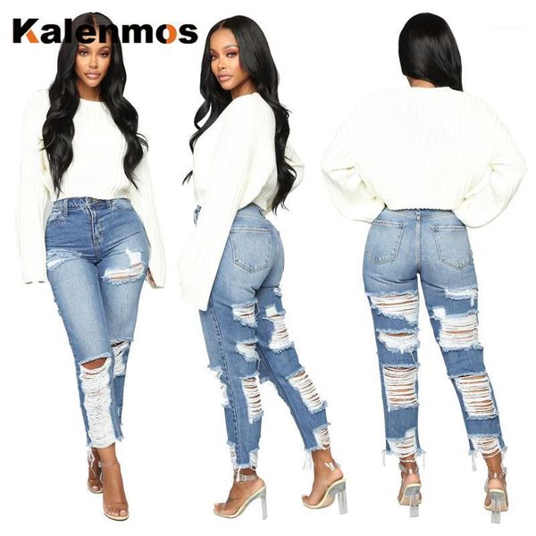 kalenmos casual hole ripped jeans women high waist denim pants retro straight praight pants tassel trousers pockets female1, Blue
kalenmos casual hole ripped jeans women high waist denim pants retro straight praight pants tassel trousers pockets female1, Blue