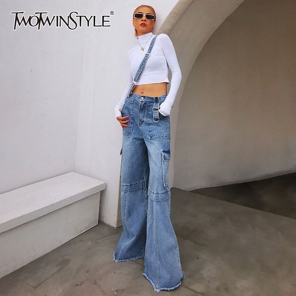 twotwinstyle streetwear patchwork tassel pocket overalls for women high waist wide leg denim casual loose overalls female 210202, Blue
twotwinstyle streetwear patchwork tassel pocket overalls for women high waist wide leg denim casual loose overalls female 210202, Blue