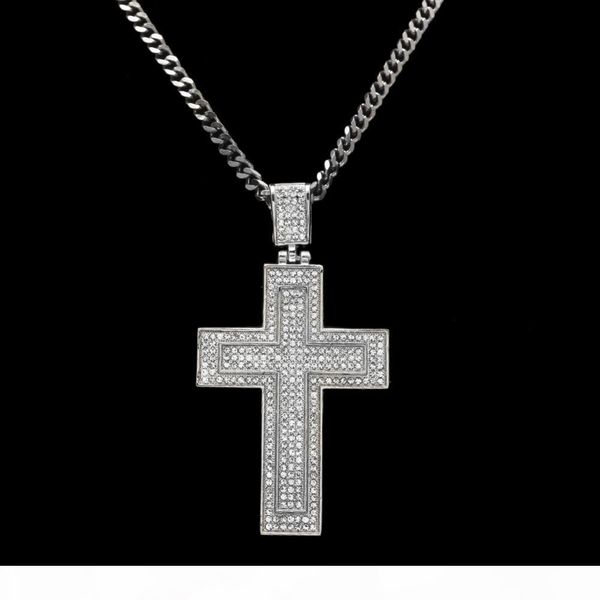 bling gold color double cross pendant christian hip hop large pendants 5mm thick cuban link chain necklace, Silver
bling gold color double cross pendant christian hip hop large pendants 5mm thick cuban link chain necklace, Silver