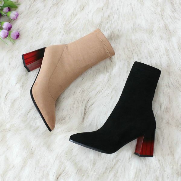 esveva 2021 pointed toe high heels woman autumn winter fashion ankle boots elastic flock slip on women shoes size 34-43 201021, Black
esveva 2021 pointed toe high heels woman autumn winter fashion ankle boots elastic flock slip on women shoes size 34-43 201021, Black