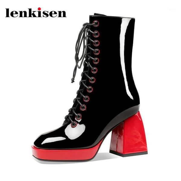lenkisen new plus size patent leather square toe super high heel platform european style catwalk beauty lady mid-calf boots l471, Black
lenkisen new plus size patent leather square toe super high heel platform european style catwalk beauty lady mid-calf boots l471, Black