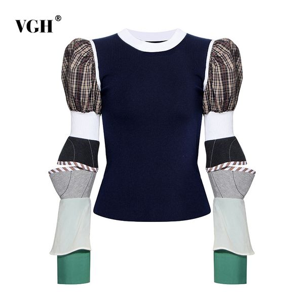 vgh casual patchwork plaid knitted female puff sleeve removable long sleeves sweater women fashion clothes autumn new 201130, White;black
vgh casual patchwork plaid knitted female puff sleeve removable long sleeves sweater women fashion clothes autumn new 201130, White;black