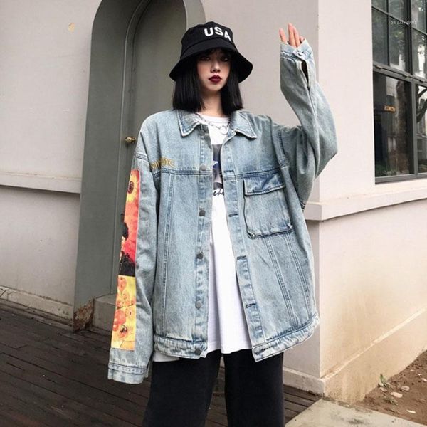 hip hop style patch print oversized harajuku denim jacket women spring autumn embroidery washed blue bomber coat female outwear1, Black;brown
hip hop style patch print oversized harajuku denim jacket women spring autumn embroidery washed blue bomber coat female outwear1, Black;brown
