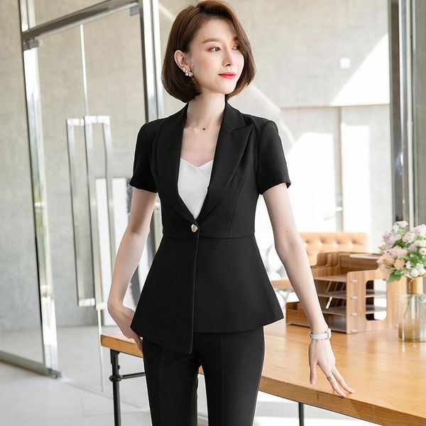 women's two piece pants formal black blazer women business suits pant and jacket sets office work wear clothes, White
women's two piece pants formal black blazer women business suits pant and jacket sets office work wear clothes, White